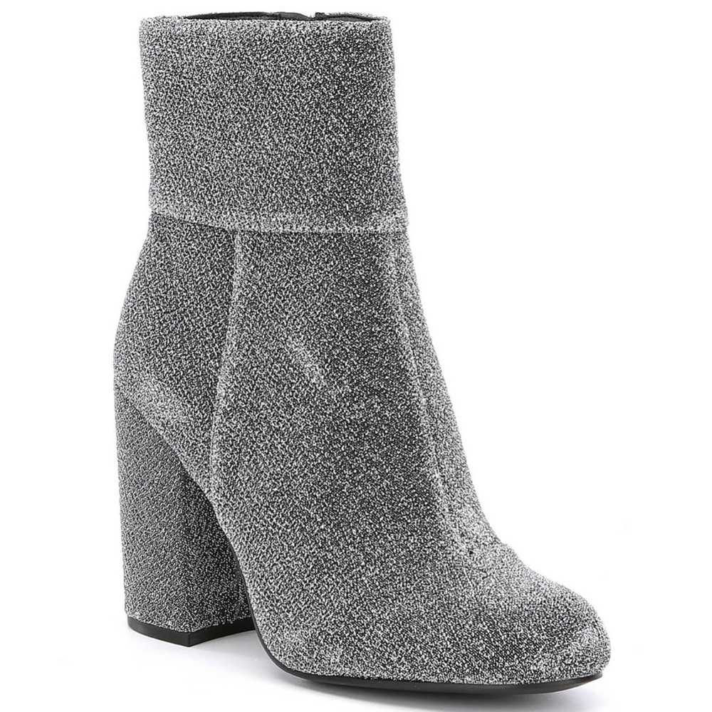 Steve Madden ‘Goldie’ Fabric Booties in Silver